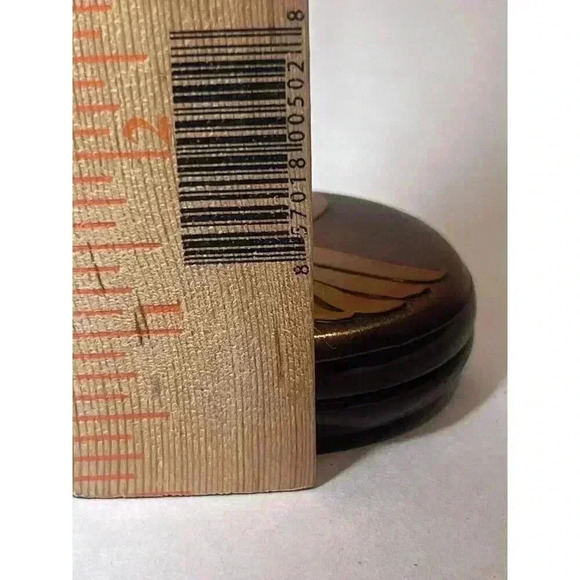 Vintage Modernist Taller Origen Chile Round Brass Swan Lapis Box Signed - Picture 7 of 7